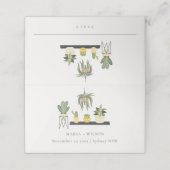 Cute Elegant Potted Leafy Succulent Planten Weddin Plaatskaartje (Buitenkant ongevouwen)