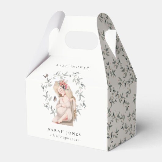 Cute Elegant Protant Women Foliage Baby shower Bedankdoosjes (Achterkant)