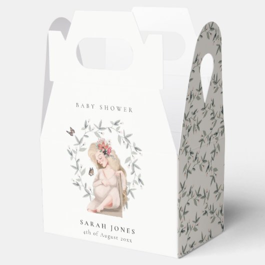 Cute Elegant Protant Women Foliage Baby shower Bedankdoosjes (Geopend)