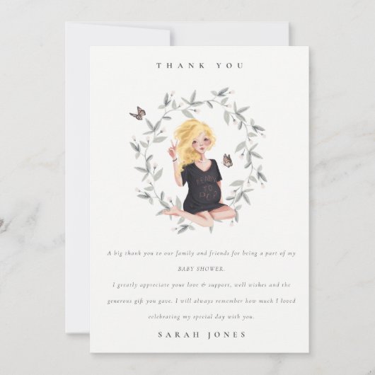 Cute Elegant Protant Women Foliage Baby shower Bedankkaart (Voorkant)