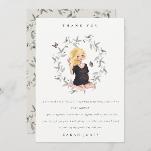 Cute Elegant Protant Women Foliage Baby shower Bedankkaart (Voorkant / Achterkant)