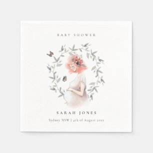 Cute Elegant Protant Women Foliage Baby shower Servet