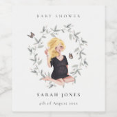 Cute Elegant Protant Women Foliage Baby shower Wijn Etiket (Enkel label)