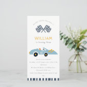 Cute Elegant Race Auto Kinder Elke zondag Uitnodig Bedankkaart (Staand voorkant)