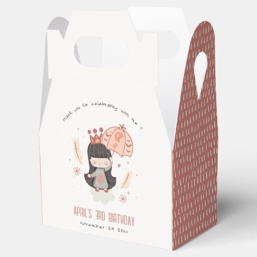 Cute Elegant Rust Boho Princess on Clouds Birthday Bedankdoosjes (Geopend)