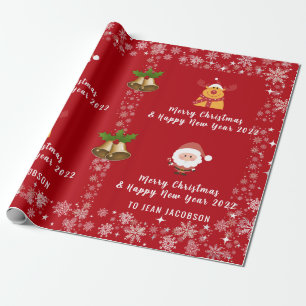 Cute Elegant Santa Claus Rudolph Persoonlijke naam Cadeaupapier