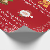Cute Elegant Santa Claus Rudolph Persoonlijke naam Cadeaupapier (Hoek)