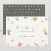 Cute Elegant Soft Oranje Floral Boho Baby shower Bedankkaart (Voorkant / Achterkant)