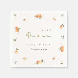 Cute Elegant Soft Oranje Floral Boho Baby shower Servet