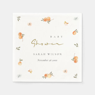 Cute Elegant Soft Oranje Floral Boho Baby shower Servet