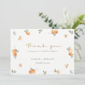 Cute Elegant Soft Oranje Green Floral Boho Wedding Bedankkaart (Staand voorkant)