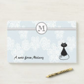 Cute elegant, stijlvol, zwart kattenmonogram post-it® notes (Op bureau)