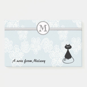 Cute elegant, stijlvol, zwart kattenmonogram post-it® notes