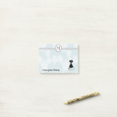 Cute elegant, stijlvol, zwart kattenmonogram post-it® notes (Op bureau)