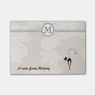 Cute elegant, stijlvol, zwart kattenmonogram post-it® notes
