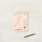 Cute elegant, stijlvol, zwart kattenmonogram post-it® notes (Op bureau)