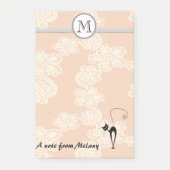 Cute elegant, stijlvol, zwart kattenmonogram post-it® notes (Voorkant)