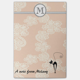 Cute elegant, stijlvol, zwart kattenmonogram post-it® notes