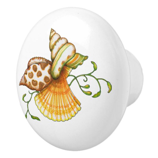 Cute Elegant Stylish Seashells Motif Pattern Keramische Knop (Rechts)