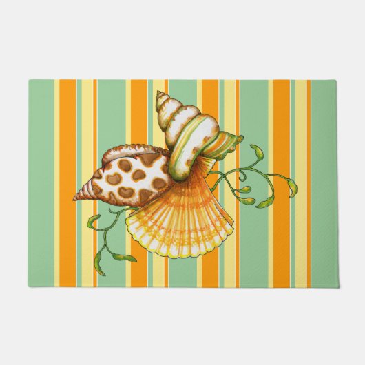 Cute Elegant Stylish Seashells Stripes Pattern Deurmat (Voorkant)