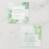 Cute Elegant Succulent Vierkante Visitekaartje (Voorkant / Achterkant)