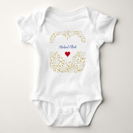 Cute Elegant Trendy Gold Stars Name Hearts Romper (Voorkant)