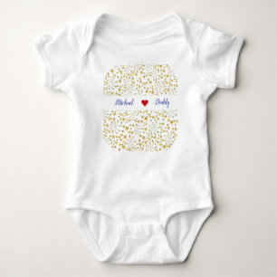 Cute Elegant Trendy Gold Stars Name houdt van papa Romper