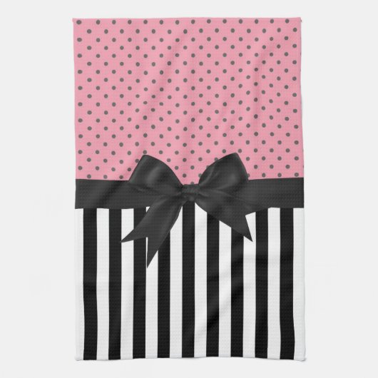 Cute elegant trendy strept polka punts patroon theedoek (Verticaal)