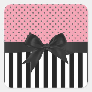 Cute elegant trendy strept polka punts patroon vierkante sticker