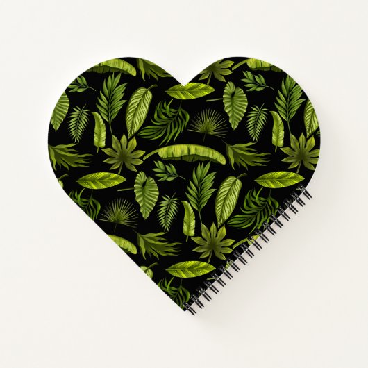 Cute Elegant Tropical Leaves Monogram Notitieboek (Achterkant)