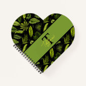 Cute Elegant Tropical Leaves Monogram Notitieboek (Voorkant)