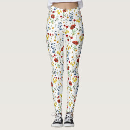 Cute Elegant Wildflower op White Leggings