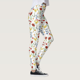 Cute Elegant Wildflower op White Leggings