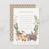 Cute Elegant Woodland Animal Books for Baby shower Informatiekaartje (Voorkant / Achterkant)