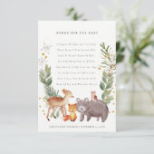 Cute Elegant Woodland Animal Books for Baby shower Informatiekaartje (Staand voorkant)