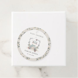 Cute Elegant Yellow Baby Hippo Foliage Baby shower Bedankjes Labels