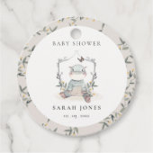 Cute Elegant Yellow Baby Hippo Foliage Baby shower Bedankjes Labels (Voorkant)