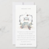 Cute Elegant Yellow Baby Hippo Foliage Baby shower Bedankkaart (Voorkant)