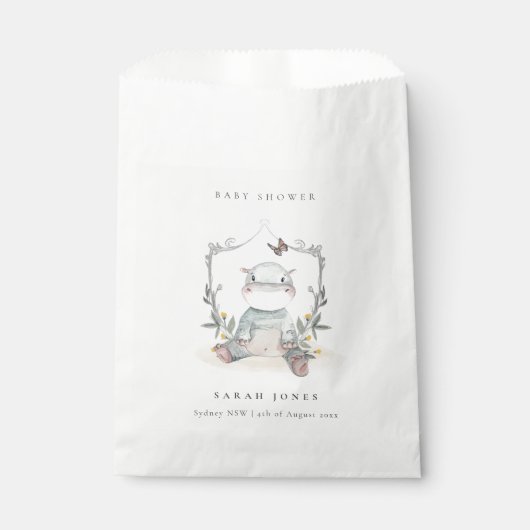 Cute Elegant Yellow Baby Hippo Foliage Baby shower Bedankzakje (Voorkant)