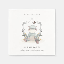 Cute Elegant Yellow Baby Hippo Foliage Baby shower Servet