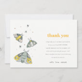 Cute Elegant Yellow Grey Little Bug Baby shower Bedankkaart (Voorkant)