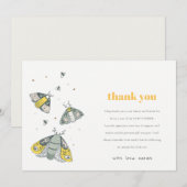 Cute Elegant Yellow Grey Little Bug Baby shower Bedankkaart (Voorkant / Achterkant)