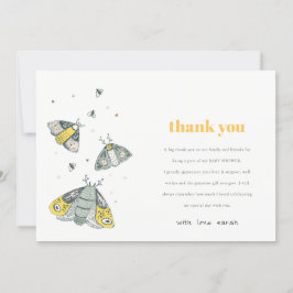 Cute Elegant Yellow Grey Little Bug Baby shower Bedankkaart