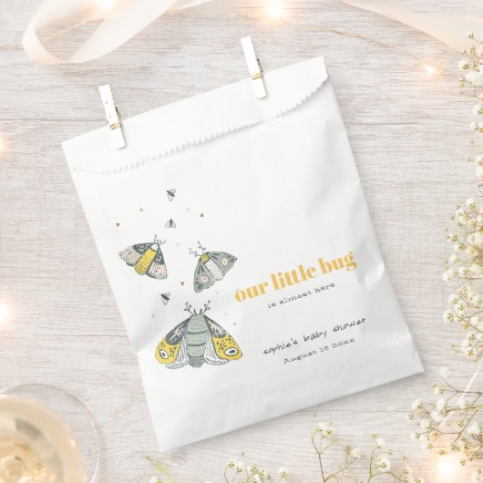 Cute Elegant Yellow Grey Little Bug Baby shower Bedankzakje (Geknipt)