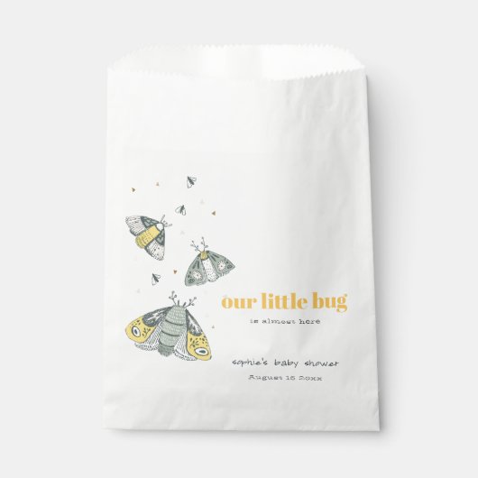 Cute Elegant Yellow Grey Little Bug Baby shower Bedankzakje (Voorkant)