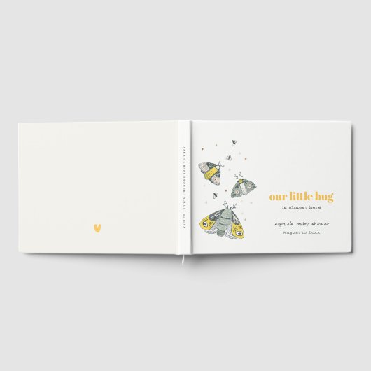 Cute Elegant Yellow Grey Little Bug Baby shower Gastenboek (Volledig)