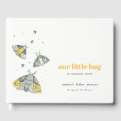 Cute Elegant Yellow Grey Little Bug Baby shower Gastenboek (Voorkant)