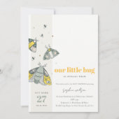 Cute Elegant Yellow Grey Little Bug Baby shower Kaart (Voorkant)
