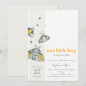 Cute Elegant Yellow Grey Little Bug Baby shower Kaart (Voorkant / Achterkant)