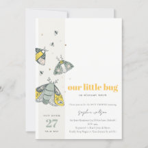 Cute Elegant Yellow Grey Little Bug Baby shower